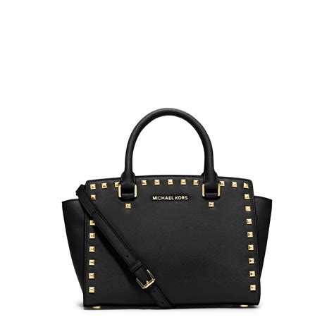 michael kors selma medium studded satchel|Michael Kors saffiano satchel.